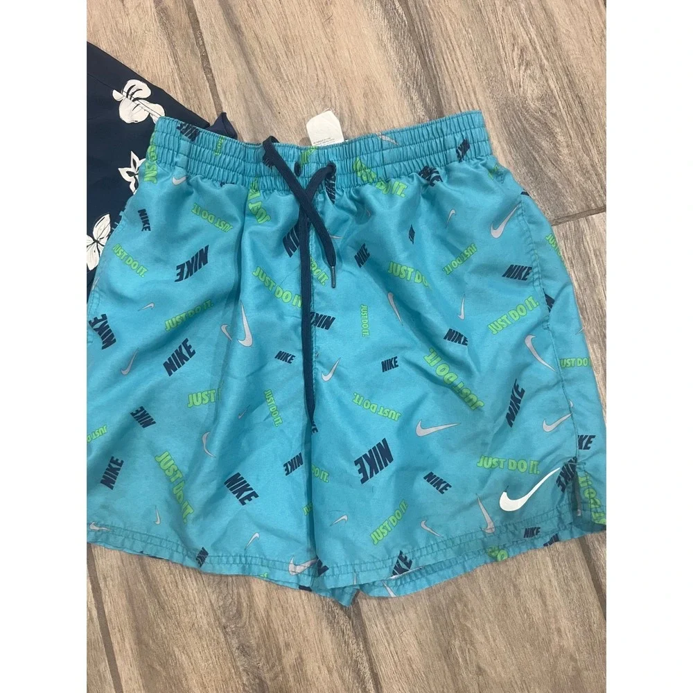Nike Hollister Swim Trunks Bundle Mens Sz S Blue Floral Logo Board Shorts 2 Pack
